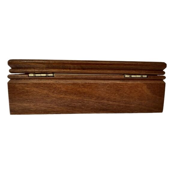 Vintage Jewelry Box Etched Glass Top Wood Tab Velvet Lined 80s 90s Hinge Dresser - Picture 13 of 16